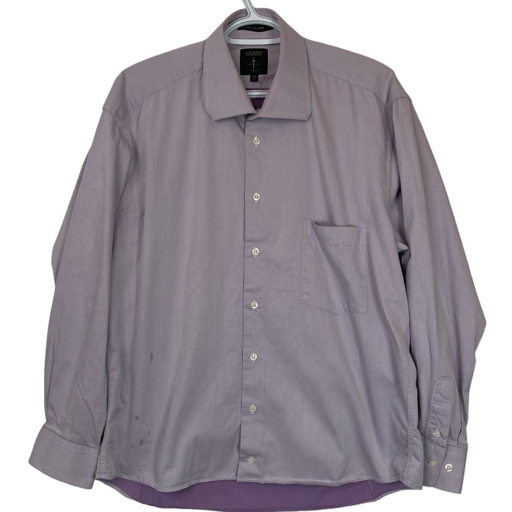 Lipson Fine Two Ply Yarn Purple Long Sleeved Career Business Dress Shirt L 16.5